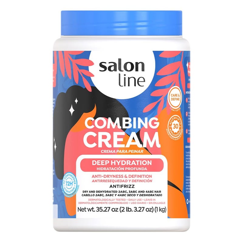 Salon Line سالون لاين، كريم شعر، كريم بدون شطف، ترطيب عميق، نباتي - للشعر المموج، الشعر المجعد والشعر المتجعد، 1 كجم - Image 1