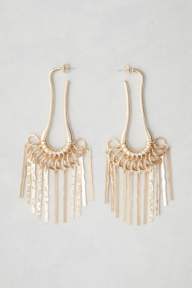 H&M 002-05-102-Metal Bright Fringed dangle earrings for Women | Best Price UAE