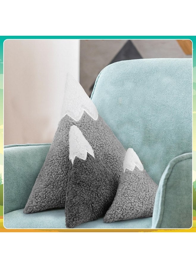 Shellwei 3 Pcs Mountain Shaped Decorative Pillow Christmas Sherpa Cute Nursery Playroom Pillow Grey and White Nursery Accessories Kawaii Decorative Pillow Gift Toy for Christmas Girls Boy Kids - Image 5