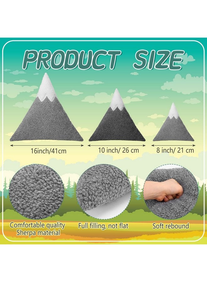 Shellwei 3 Pcs Mountain Shaped Decorative Pillow Christmas Sherpa Cute Nursery Playroom Pillow Grey and White Nursery Accessories Kawaii Decorative Pillow Gift Toy for Christmas Girls Boy Kids - Image 2