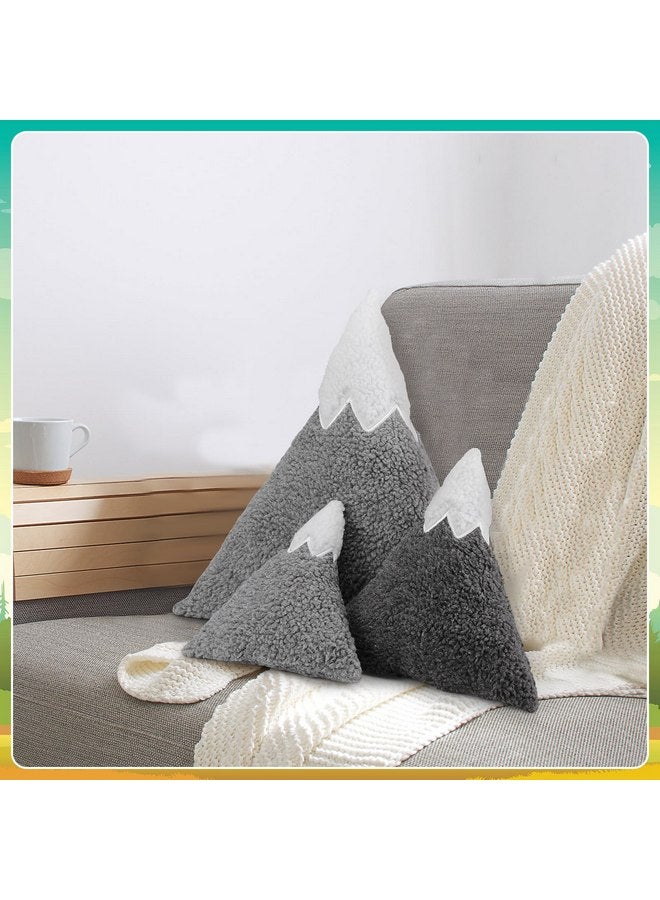 Shellwei 3 Pcs Mountain Shaped Decorative Pillow Christmas Sherpa Cute Nursery Playroom Pillow Grey and White Nursery Accessories Kawaii Decorative Pillow Gift Toy for Christmas Girls Boy Kids - Image 3