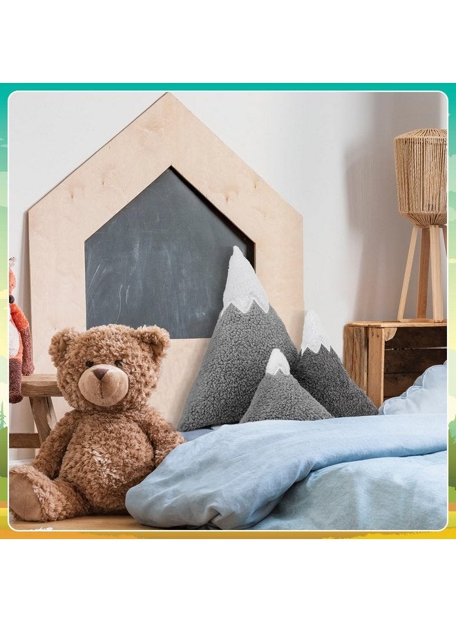 Shellwei 3 Pcs Mountain Shaped Decorative Pillow Christmas Sherpa Cute Nursery Playroom Pillow Grey and White Nursery Accessories Kawaii Decorative Pillow Gift Toy for Christmas Girls Boy Kids - Image 4