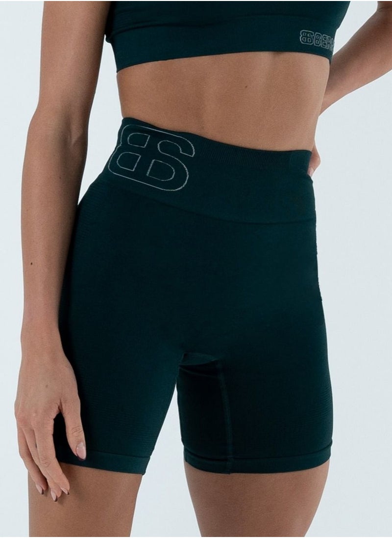 Bernessi Turkiye Nylon Women High Waisted Biker Shorts Sport Legging Shorts Workout Cycling Athletic Running Yoga Gym Volleyball for Ladies with Tummy Control Green Moss  - Image 2