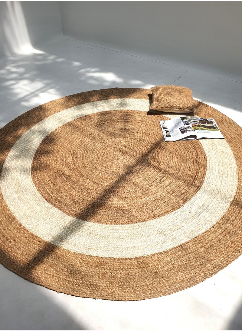 Ramsha Ramsha Handmade Jute Rug For Living Room Area Rug For Bedroom Round Carpet BR-008  - Image 1
