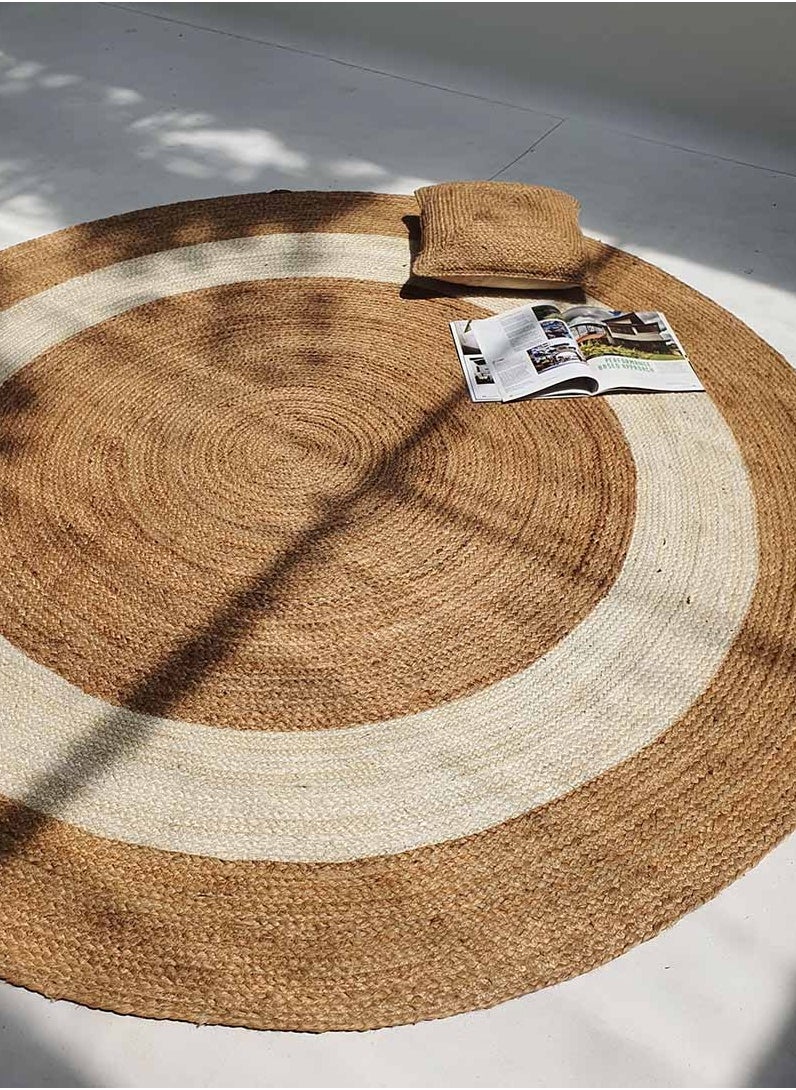 Ramsha Ramsha Handmade Jute Rug For Living Room Area Rug For Bedroom Round Carpet BR-008  - Image 4