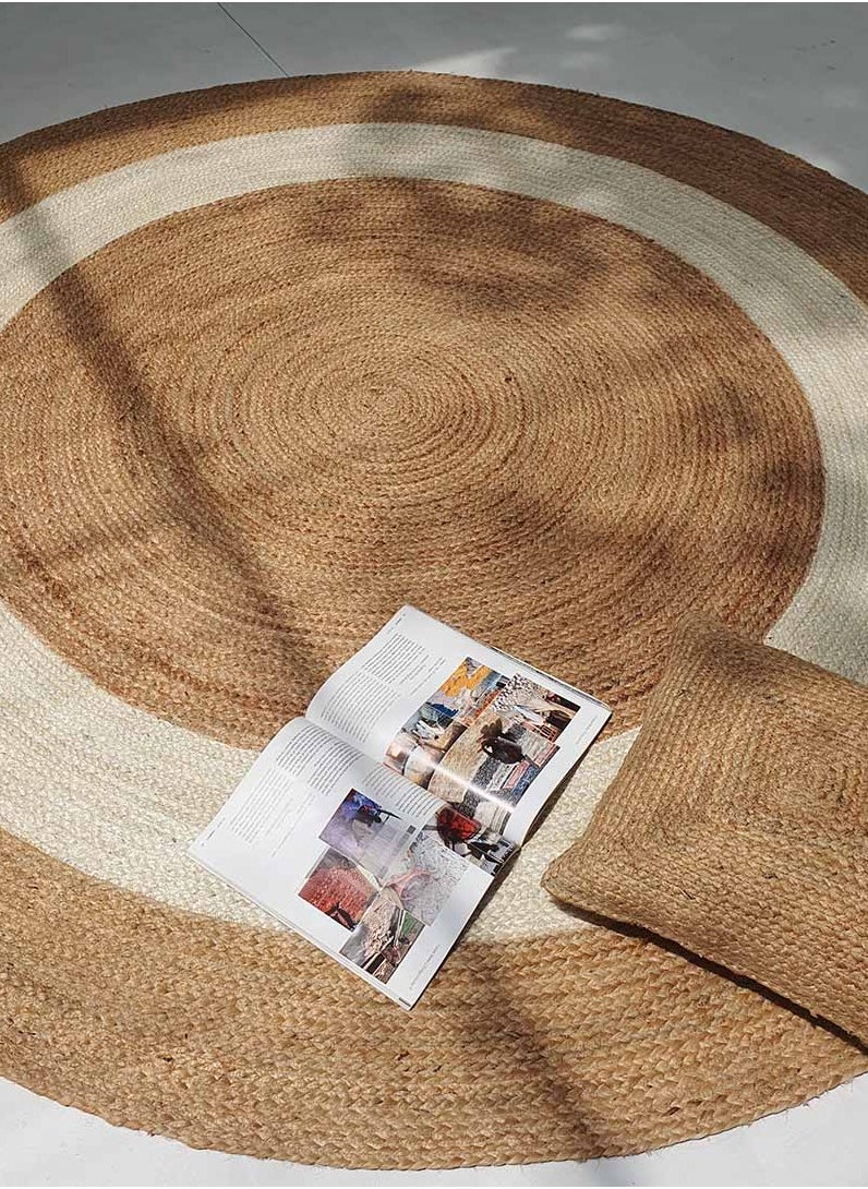 Ramsha Ramsha Handmade Jute Rug For Living Room Area Rug For Bedroom Round Carpet BR-008  - Image 3