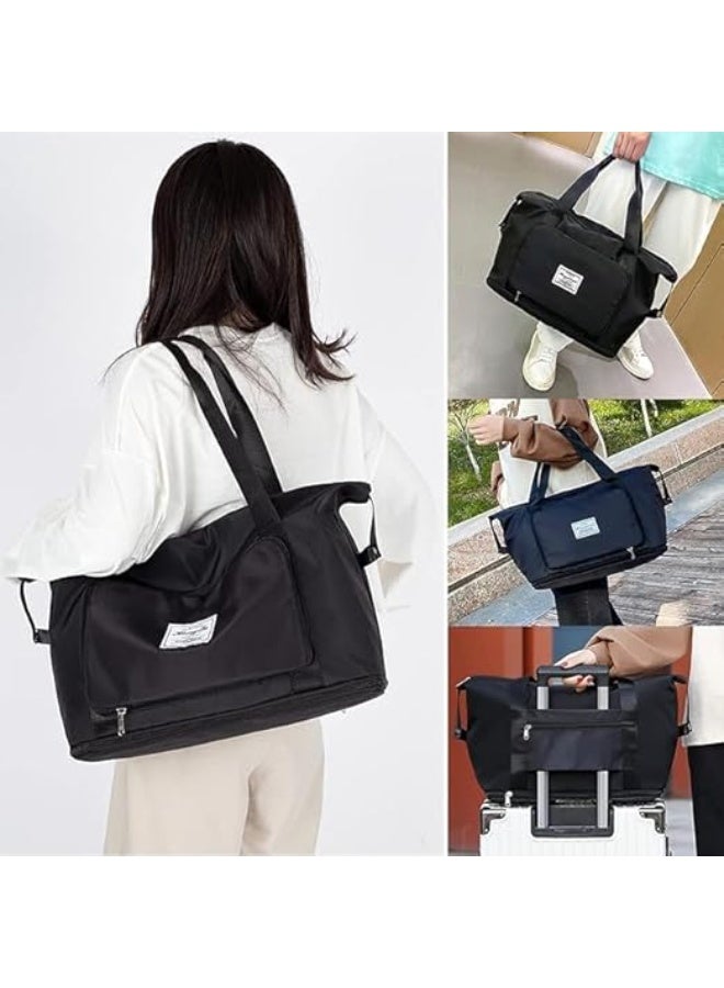 Deluxe Foldable Travel Duffel Bag – Large Capacity Waterproof Shoulder Bag with Dry & Wet Separation – Lightweight Expandable Tote for Travel, Gym, Sports & Weekends (Black) - Image 2