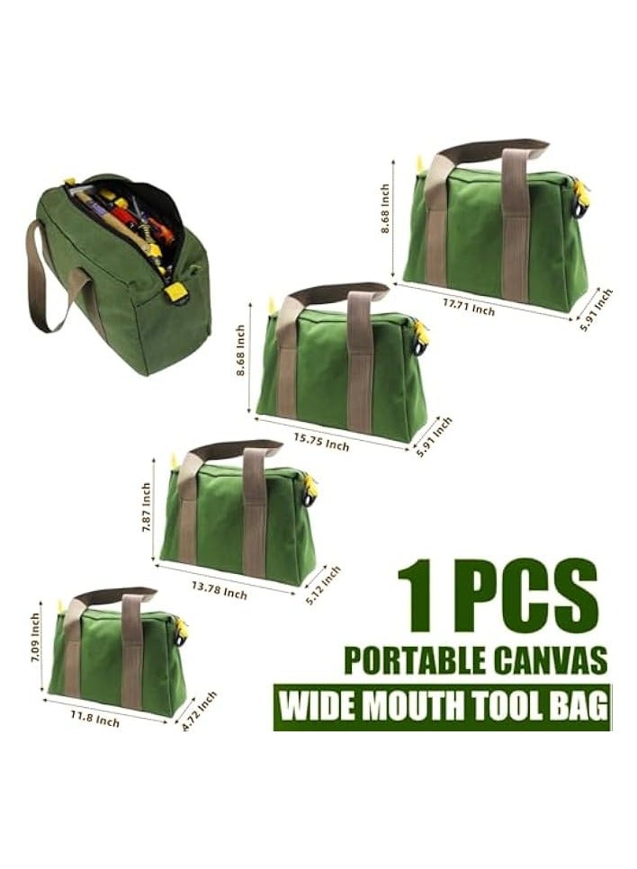 erorex 16 Inch Heavy Duty Canvas Tool Bag, Portable Wide Mouth Tool Bag, Large Capacity Handbag, Rugged Tool Organizer Tote Bag, Suitable for Plumbers, Electricians, Carpenters, Handymen (Green)  - Image 2