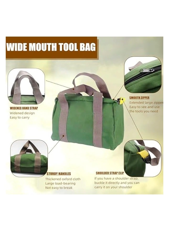 erorex 16 Inch Heavy Duty Canvas Tool Bag, Portable Wide Mouth Tool Bag, Large Capacity Handbag, Rugged Tool Organizer Tote Bag, Suitable for Plumbers, Electricians, Carpenters, Handymen (Green)  - Image 4