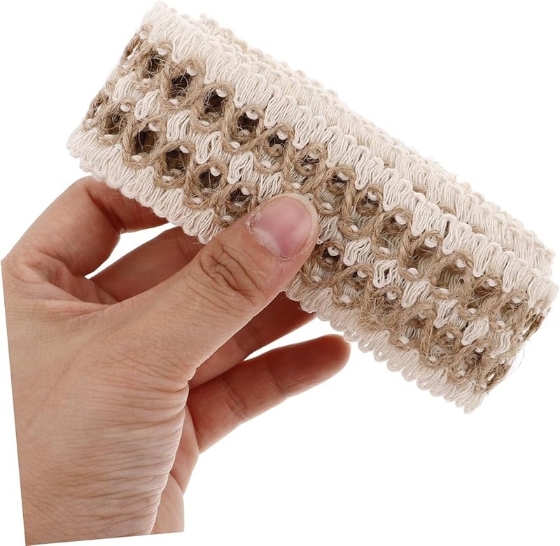 خيوط حبل الجوت الطبيعي شريط الدانتيل الريفي قطعتان للحرف اليدوية DIY ملابس قبعة ديكور - Image 4