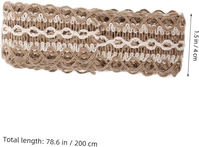 خيوط حبل الجوت الطبيعي شريط الدانتيل الريفي قطعتان للحرف اليدوية DIY ملابس قبعة ديكور - Image 3