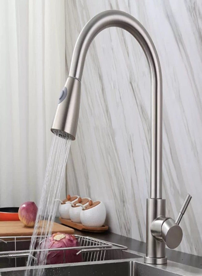 InArt Single Lever Kitchen Sink Mixer 360° Kitchen Faucet Black Color Finish, Stainless Steel (Brushed Chrome 4) - Image 1