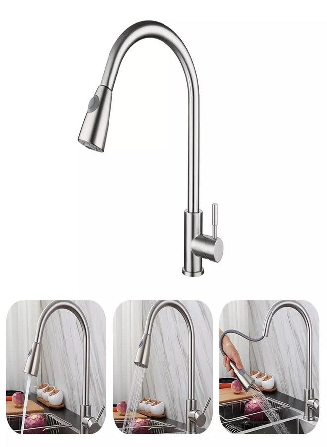 InArt Single Lever Kitchen Sink Mixer 360° Kitchen Faucet Black Color Finish, Stainless Steel (Brushed Chrome 4) - Image 4