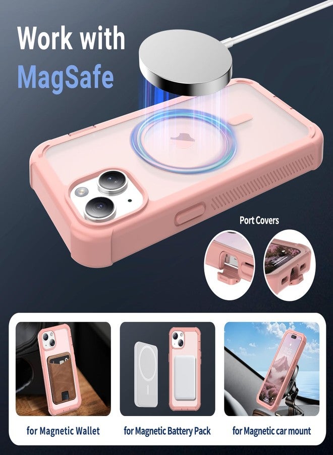 jaroco Magnetic for iPhone 15 Case, [Compatible with MagSafe][Military Grade Drop Protection][Heavy Duty Protection][Non-Slip][Shockproof] 2-Layer Durable Bumper Phone Case 6.1''-Pink - Image 4