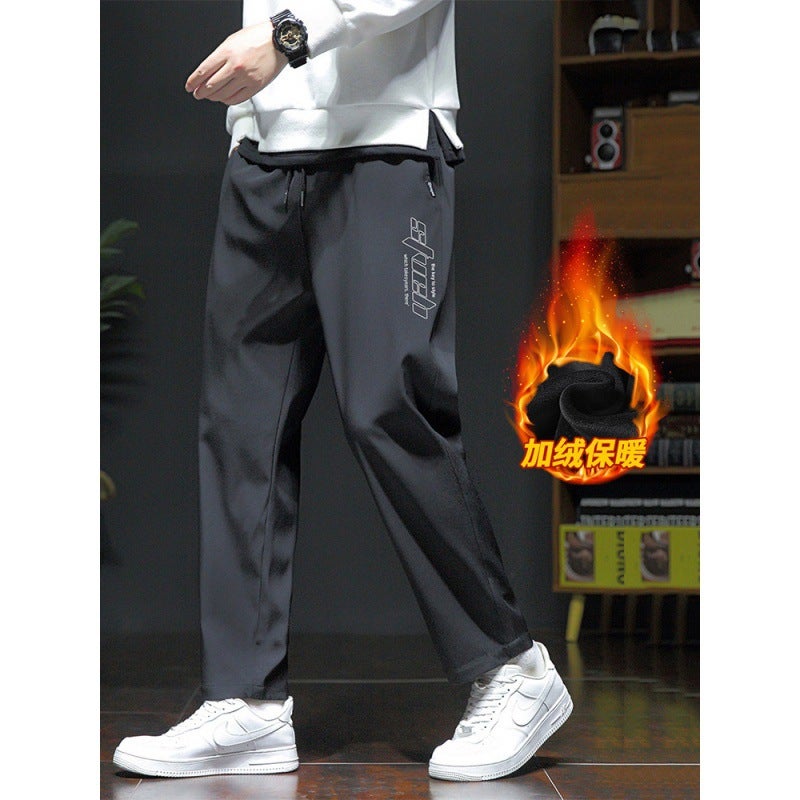 Men'S Pants Winter New Fleece-Lined Loose All-Match Comfortable Youth Fleece-Lined Sports Pants Boys Casual Pants - Image 2