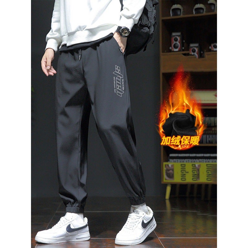 Men'S Pants Winter New Fleece-Lined Loose All-Match Comfortable Youth Fleece-Lined Sports Pants Boys Casual Pants - Image 4