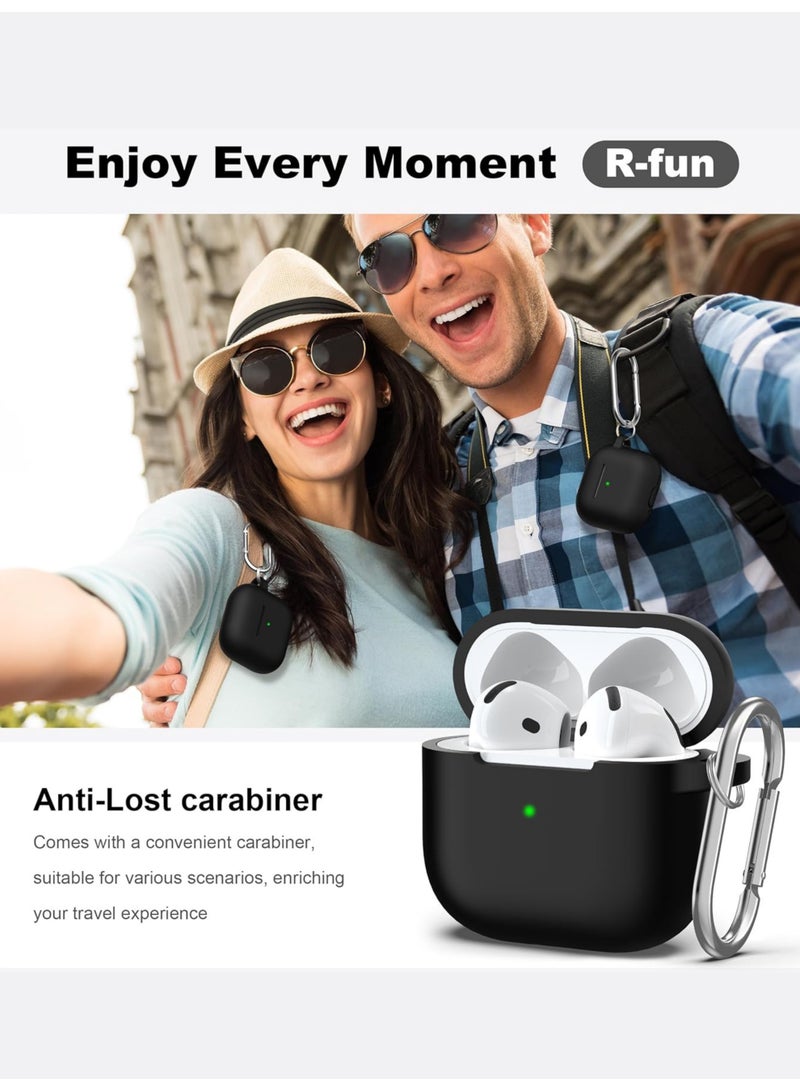 AirPods 4th Generation Thickened Protective Case, Soft Silicone Cover with Keychain, Full-Cover Case Unisex, Compatible with Latest Apple AirPods 4 — Black - Image 5