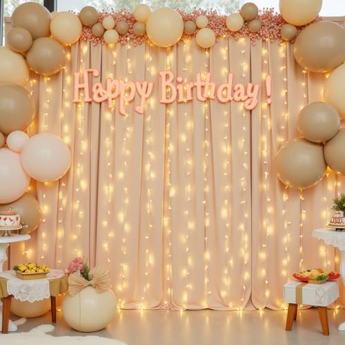PARTISKY Dark Champagne Backdrop Curtains with Lights for Parties,10x10FT Wrinkle Free Polyester Wedding Photo Backdrop Curtains for Baby Shower Birthday Ceremony Reception Home Party Decorations-5ft x 10ft - Image 5