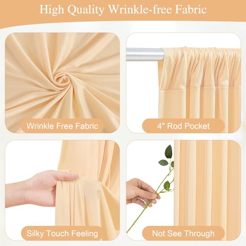 PARTISKY Dark Champagne Backdrop Curtains with Lights for Parties,10x10FT Wrinkle Free Polyester Wedding Photo Backdrop Curtains for Baby Shower Birthday Ceremony Reception Home Party Decorations-5ft x 10ft - Image 2