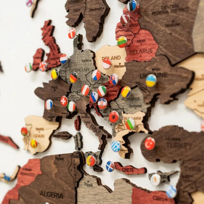 World Flag Pins 291-Piece Collection Durable Metal Push Pins - Fade-Resistant Colors Map Pins for Travel Enthusiasts - Image 2