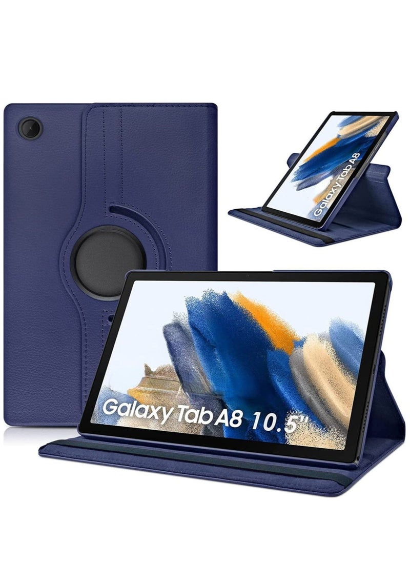 vesus Case Compatible with Galaxy Tab A8 10.5" Case (SM-X200/X205/X207), Galaxy Tab A8 Case 10.5 inch,Auto Sleep/Wake 360Â° Rotating Stand Folio Leather Case for Tab A8 2022 (Dark blue) - Image 1