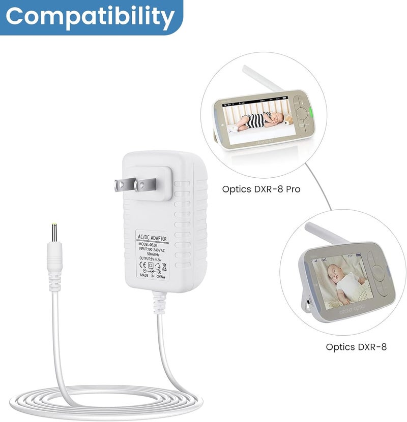 Smays Charger for Infant Optics DXR8  DXR8 PRO Monitor Unit DC 5V RoundPin Power Adapter - Image 2