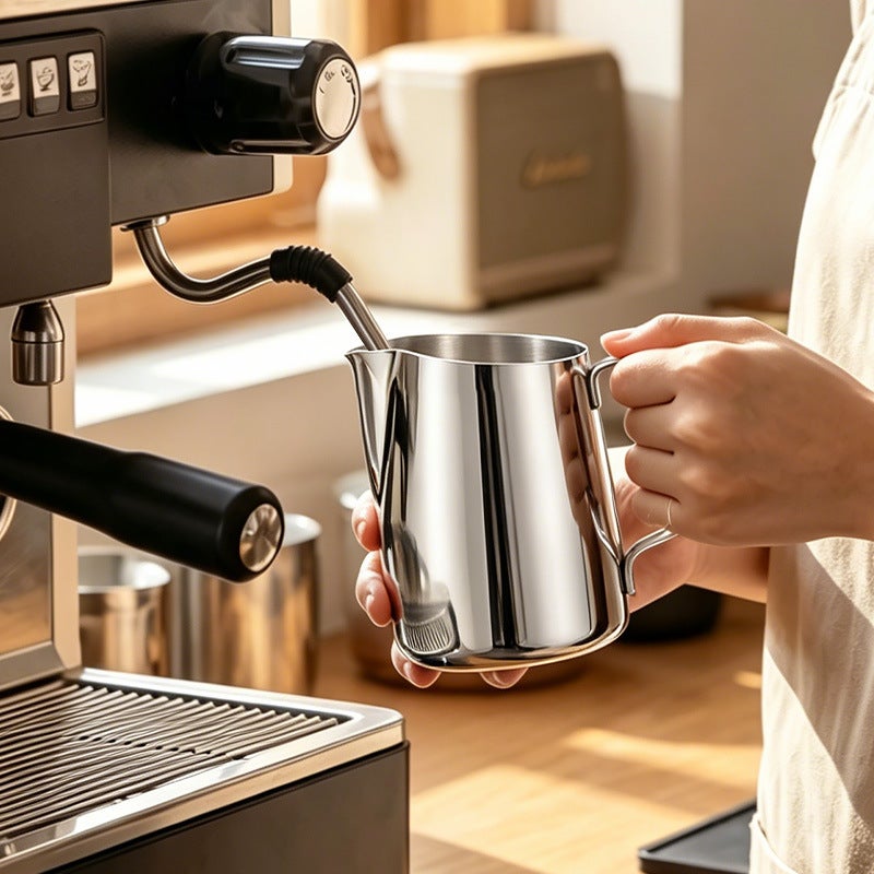 Slanted Latte Art Pitcher 304 Stainless Steel Thickened Milk Frothing Cup 600ml with Measurement Scale for Professional Coffee - Image 5