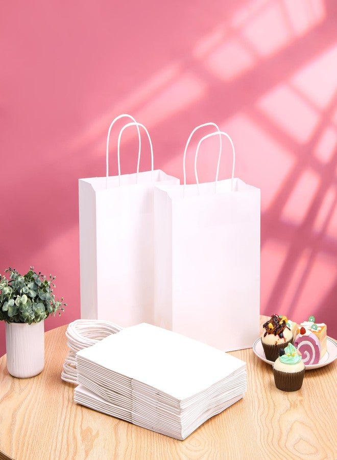 SUNCOLOR 25-Pack White Bags with Handles - Medium 8"×4.5"×10" Shopping Bags - Sturdy Kraft Paper Gift Bags for Retail, Party Favors, Merchandise, Business - Eco-Friendly Packaging - Image 5