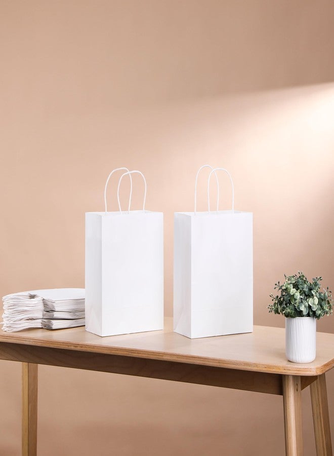 SUNCOLOR 25-Pack White Bags with Handles - Medium 8"×4.5"×10" Shopping Bags - Sturdy Kraft Paper Gift Bags for Retail, Party Favors, Merchandise, Business - Eco-Friendly Packaging - Image 4