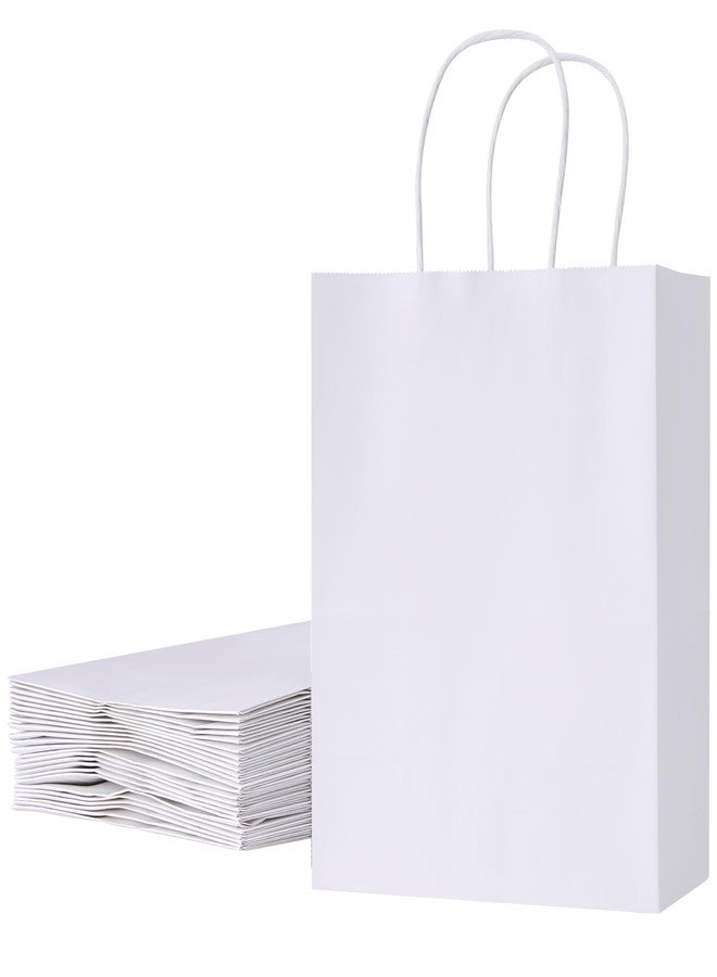SUNCOLOR 25-Pack White Bags with Handles - Medium 8"×4.5"×10" Shopping Bags - Sturdy Kraft Paper Gift Bags for Retail, Party Favors, Merchandise, Business - Eco-Friendly Packaging - Image 1