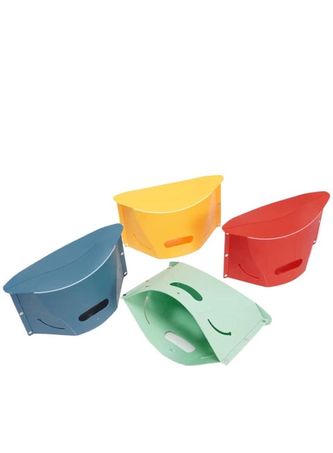 4Pcs Camping Foldable Seat, Hiking Camping Chair, Lightweight & Portable, Waterproof Stowable Stool for Family Gatherings, Hiking, Fishing, Indoor, Compact, Seating Solution and Outdoor