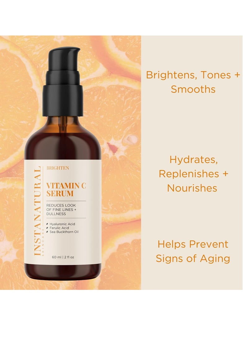 Instanatural InstaNatural Vitamin C Face Serum, Brightens, Hydrates and Reduces Signs of Aging, with Vitamin C, Hyaluronic and Ferulic Acid, 2 FL Oz  - Image 3