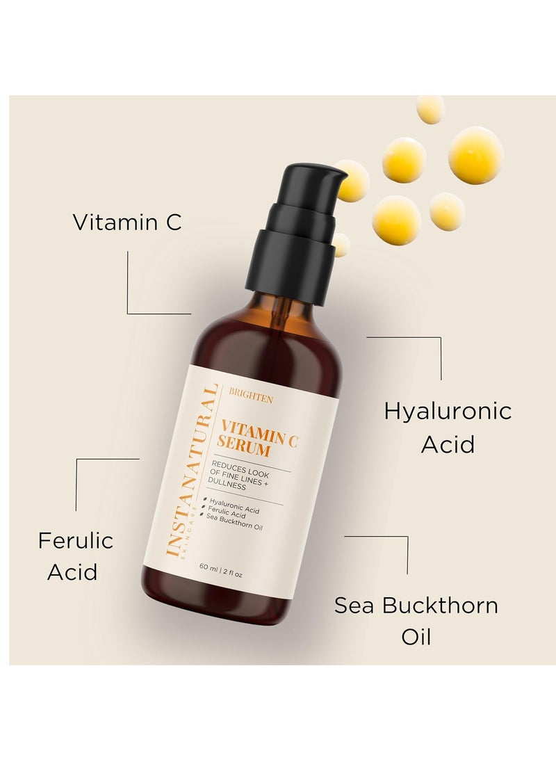 Instanatural InstaNatural Vitamin C Face Serum, Brightens, Hydrates and Reduces Signs of Aging, with Vitamin C, Hyaluronic and Ferulic Acid, 2 FL Oz  - Image 2
