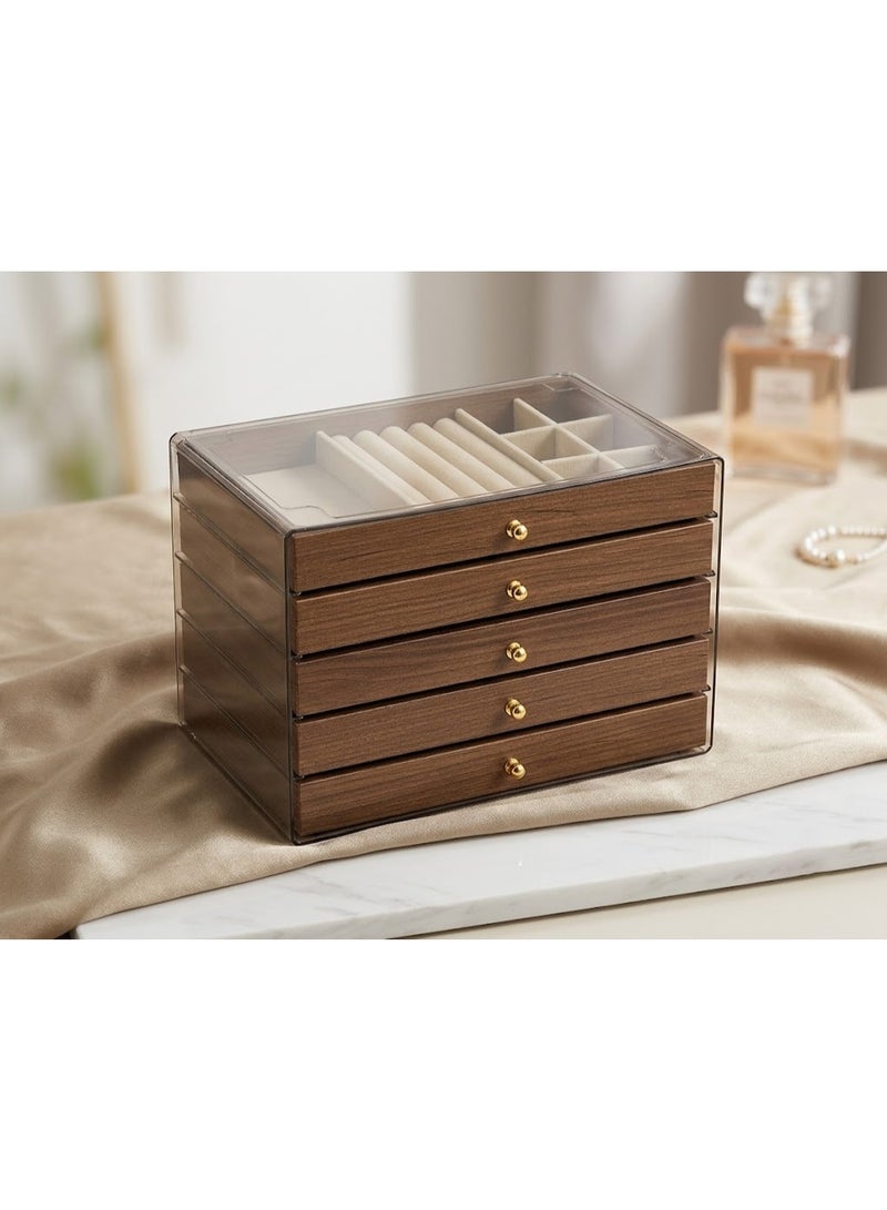 5-Layer Premium Jewelry Box Organizer with Clear Top and Drawers - Image 2