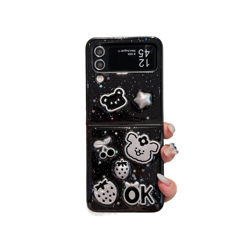 غطاء واقي | Strawberry Bear PC | نقش دب الفراولة | تشطيب راتنج | لـ Samsung Galaxy Z Flip 6 - Image 4