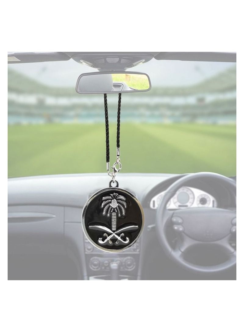NMC Saudi Arabia National Emblem Logo Car Mirror Hanging Pendant Mini Metal Decoration Chain with Saudi Arabian Emblem Pendant 1Pcs - Image 1