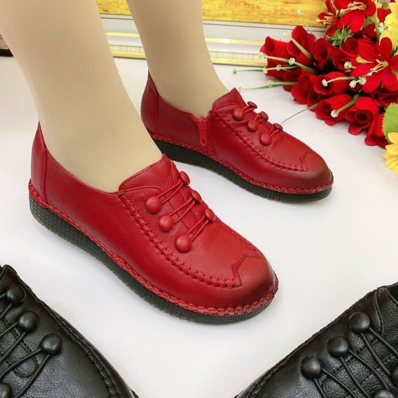 Mi Zun Dadong Tou Real Soft Leather Anti-Slip Bottom Flat Mom Shoes Casual Shoes Work Shoes For Women - Image 1