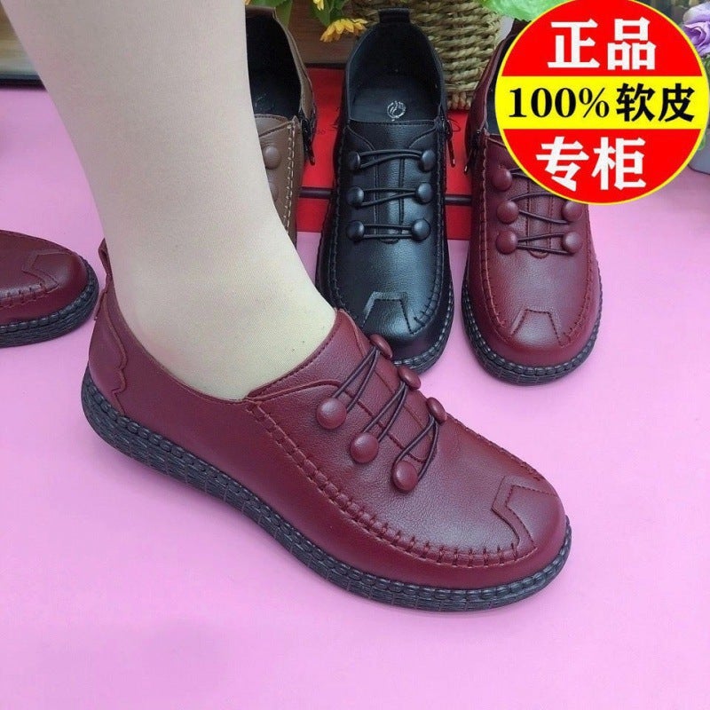 Mi Zun Dadong Tou Real Soft Leather Anti-Slip Bottom Flat Mom Shoes Casual Shoes Work Shoes For Women - Image 5