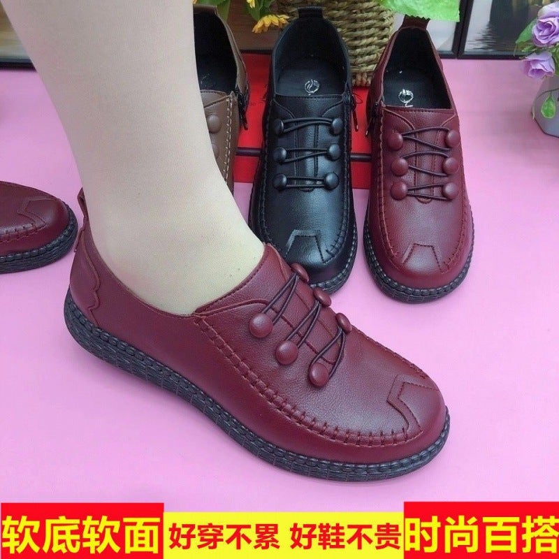 Mi Zun Dadong Tou Real Soft Leather Anti-Slip Bottom Flat Mom Shoes Casual Shoes Work Shoes For Women - Image 4
