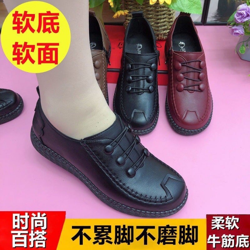 Mi Zun Dadong Tou Real Soft Leather Anti-Slip Bottom Flat Mom Shoes Casual Shoes Work Shoes For Women - Image 2