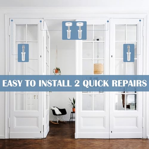 AUUTI 4 Pcs Spring Loaded Bi-Fold Door Hardware Kit - Top Roller Guide Wheel and Pivot for Folding Closet Doors, Bifold Repair Kit - Image 3
