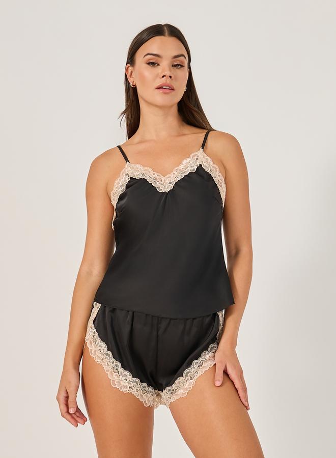 Styli Styli Satin Lace Trim Short Set  - Image 1