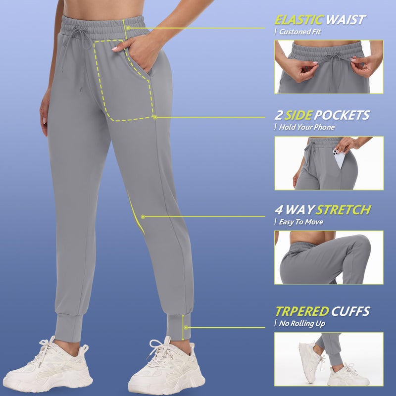 CAMPSNAIL 4 Pack Joggers for Women - Sweatpants with Pockets Lightweight Comfy Yoga Pants for Workout Travel Lounge - Image 3