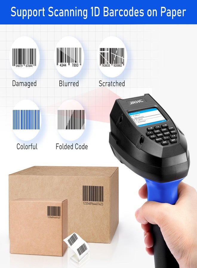 JRHC Inventory Scanner Wireless, JRHC 1D Laser Barcode Scanner with Charging Base Barcode Reader PDT Data Terminal PDA Data Collector 2- in -1 USB Connection & 2.4G Wireless Bar Code Scanners with Screen - Image 2