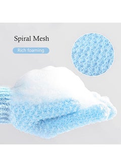 HS Exfoliating Gloves, Premium Scrub, Double Sided Bath Gloves, Skin Exfoliator For Body, Spa Massage Dead Skin Cell Remover, Shower Accessories For Women Man (2Pairs, Blue And Pink)  - Image 3