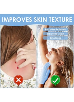 HS Exfoliating Gloves, Premium Scrub, Double Sided Bath Gloves, Skin Exfoliator For Body, Spa Massage Dead Skin Cell Remover, Shower Accessories For Women Man (2Pairs, Blue And Pink)  - Image 5
