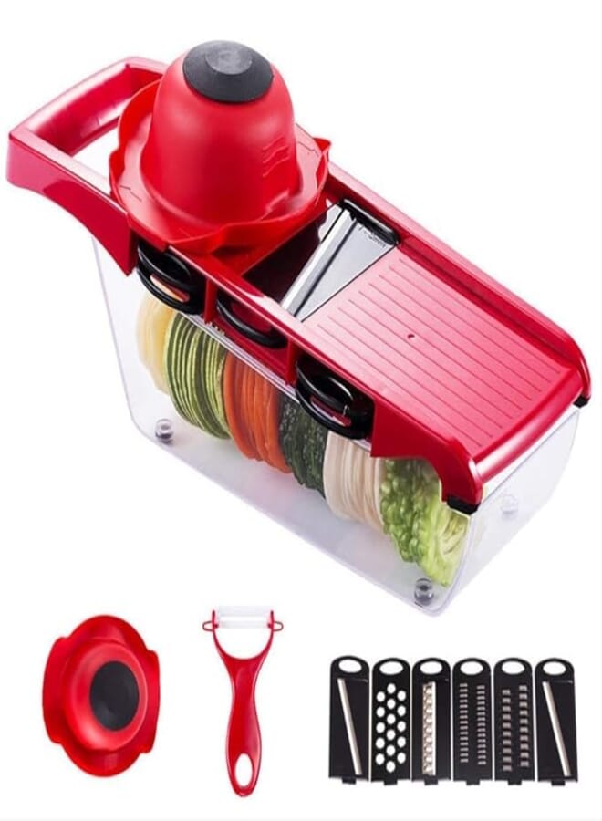 Nobranded Vegetable Chopper, Multifunction Vegetable Cutter Mandoline Slicer, Stainless Steel Chopper, 6-In-1 Kitchen Tool for Onion, Garlic, Carrot, Potato, Tomato, Fruit And Salad
