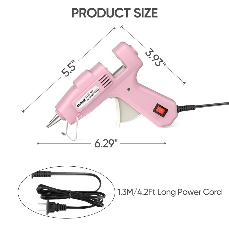 ROMECH 20W Mini Hot Glue Gun with 30 Glue Sticks Set, Fast Preheating Hot Glue Gun Kit Heavy Duty Gluegun for Craft, DIY, Repairs (Pink) - Image 4