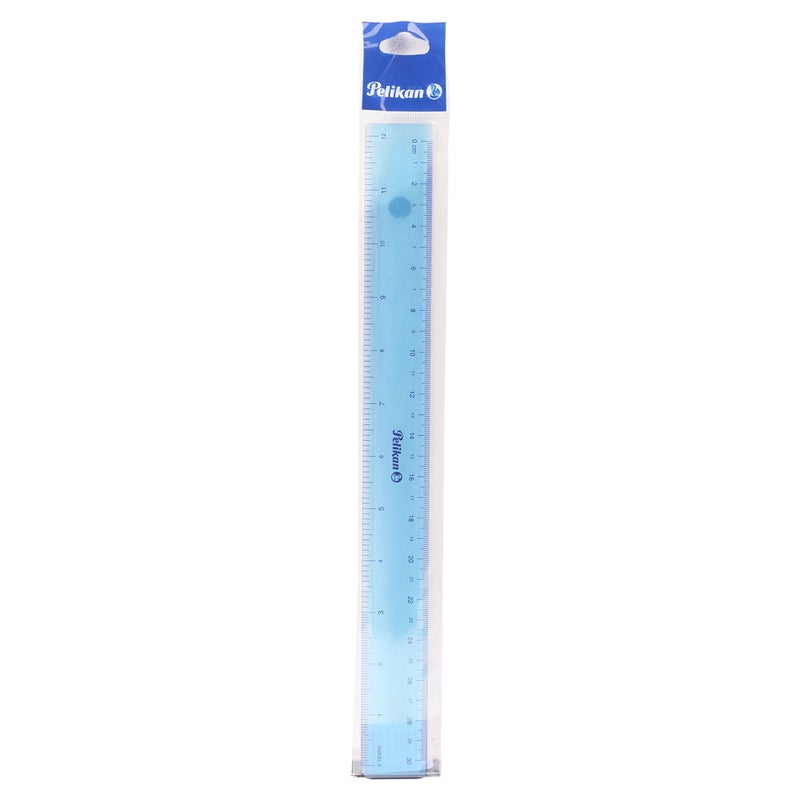 Pelikan Plastic Ruler (30cm) – Durable Transparent Blue Straight Edge for School, Office & Drafting - Image 1