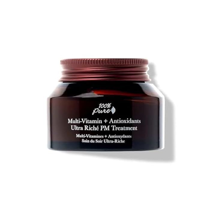 100 % Pure 100% PURE Multi-Vitamin + Antioxidants Ultra Riche PM Treatment Skin Renewing Night Cream Vitamin C & Retinol Facial Moisturizer, Powerful Anti-Aging Moisture Replenishment - 1.5 oz - Image 1